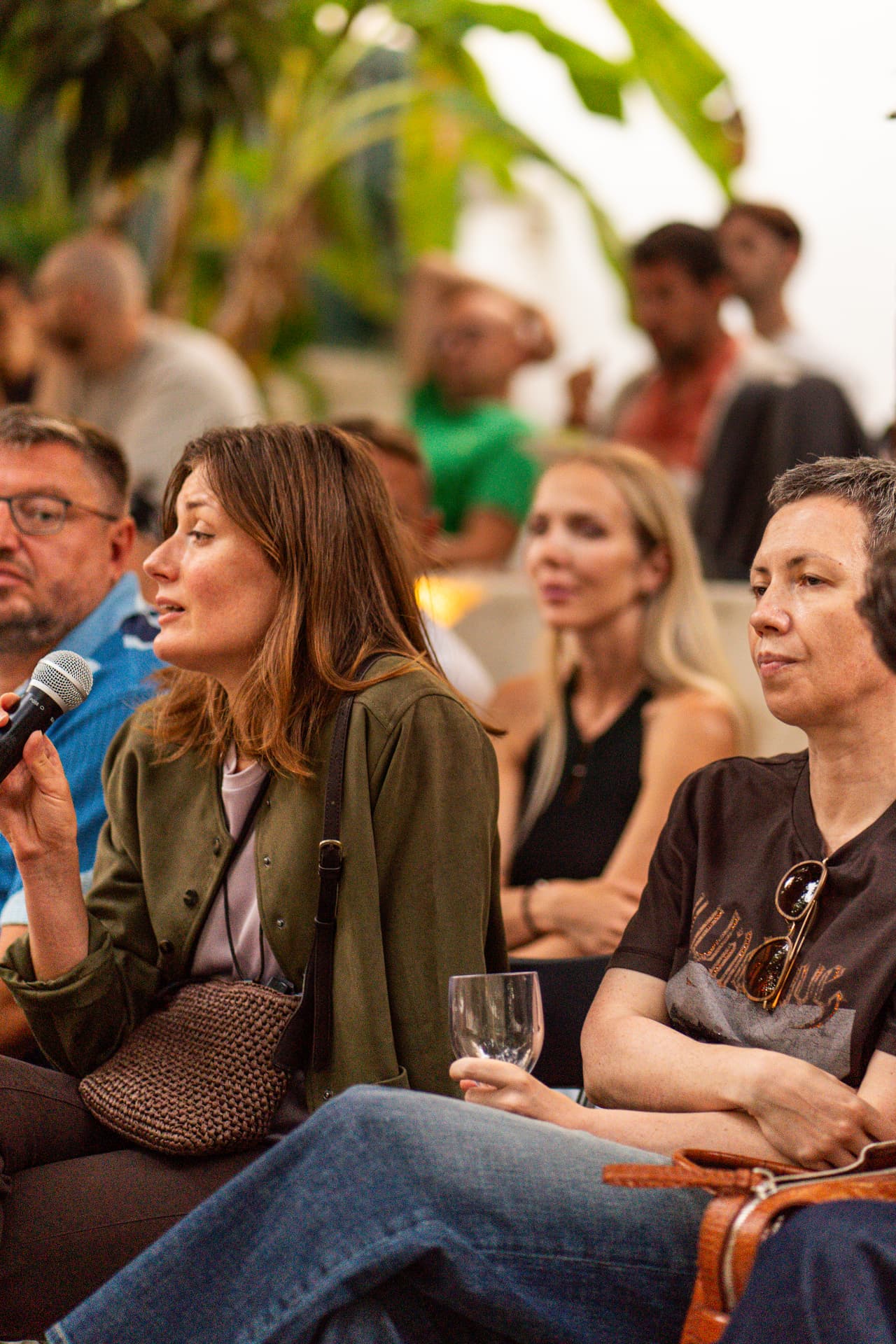 Audience listening at a Founders Fire talk
