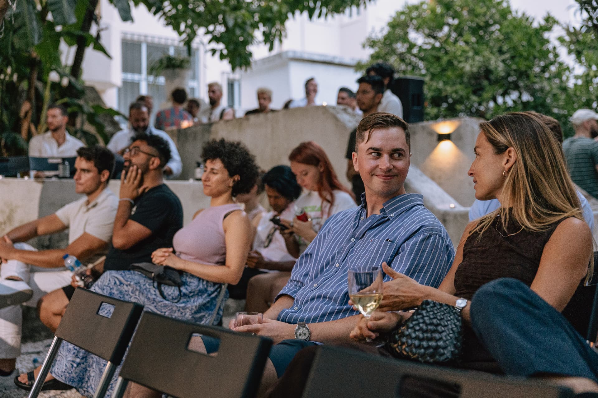 Audience listening during a Founders Fire talk